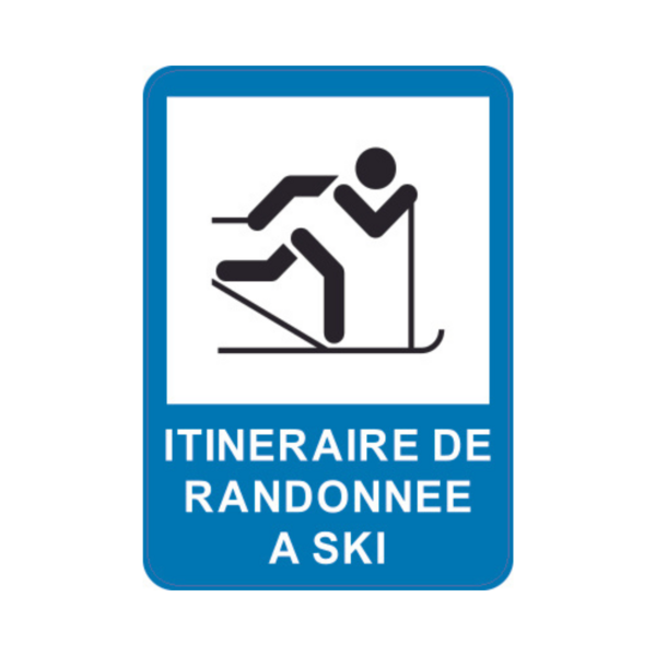 Panneau d'info rectangle Dibon 35x50cm "Itinéraire de randonnée à ski" REC-DIB209